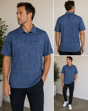 Nike Tiger Woods Collection Dri-FIT Golf Polo Shirt Blue Camo Jacquard Men's XL
